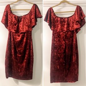 Maroon Velvet & Glitter Holiday Dress